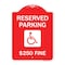 Signmission Reserved Parking $250 Fine W/ Graphic, Red & White Aluminum Sign, 18" x 24", RW-1824-23165 A-DES-RW-1824-23165 - alternate 1